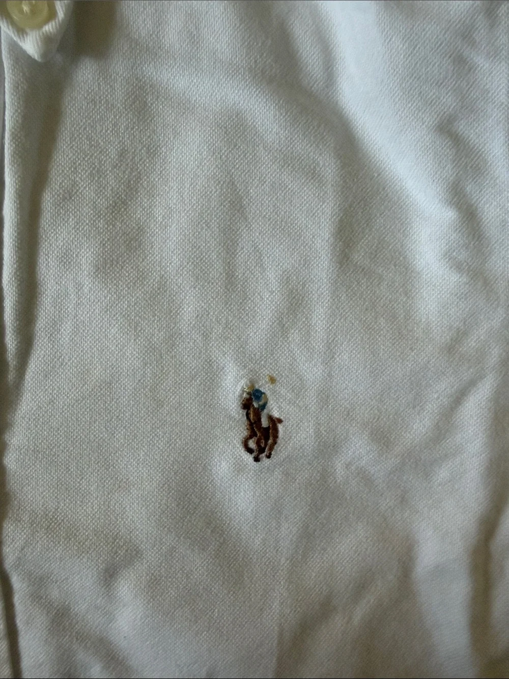 Ralph Lauren White Button-Down Dress Shirt with Pony Logo